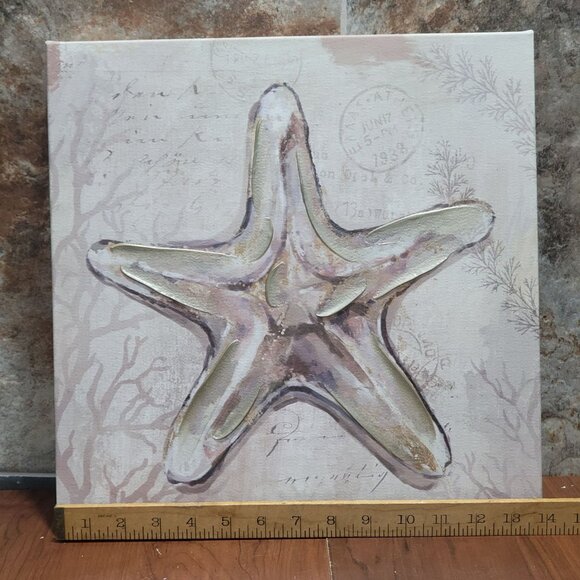 Starfish Scallop Shell Painting Canvas Hanging Wall Art Sea life Beach Decor - Picture 10 of 12